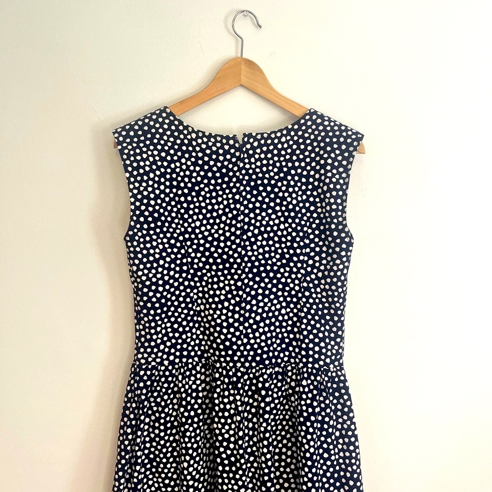 Lanz Vintage 1970s Elegant Navy Blue and White Polka Dot Dress - Picture 8 of 13